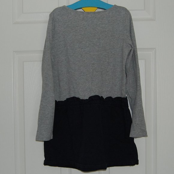 GAP Girls Size S (6-7), Long Sleeve Cotton Dress, Gray (Top) & Navy (Skirt) - Picture 4 of 6